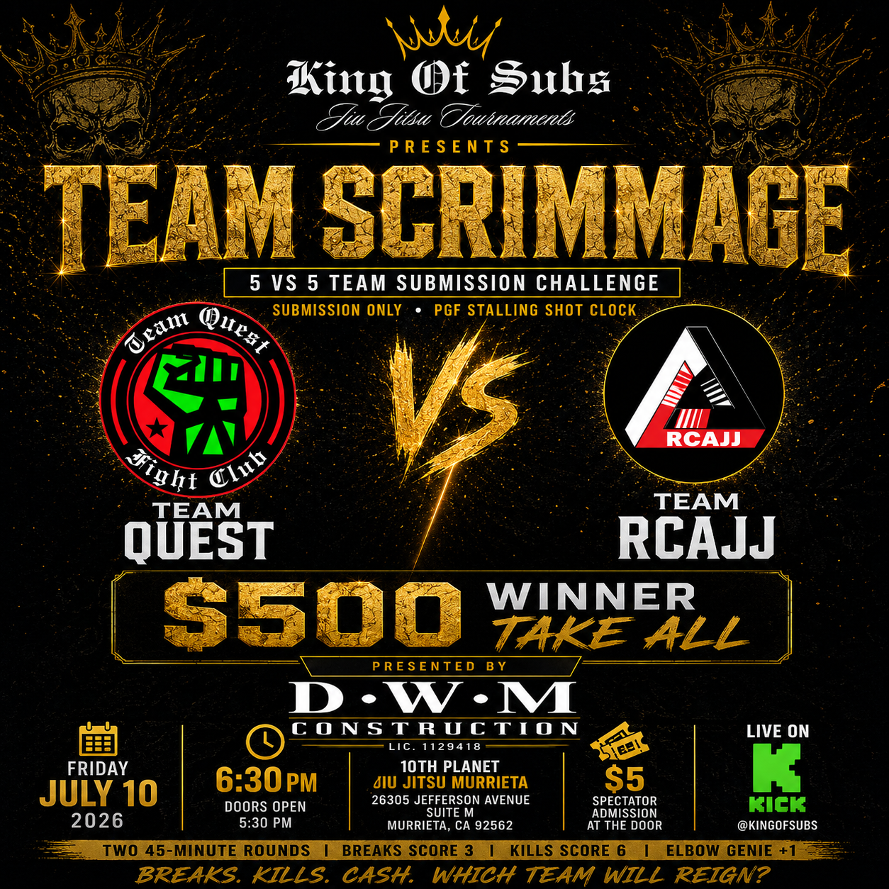 Team Scrimmage — Team Quest vs RCAJJ flyer